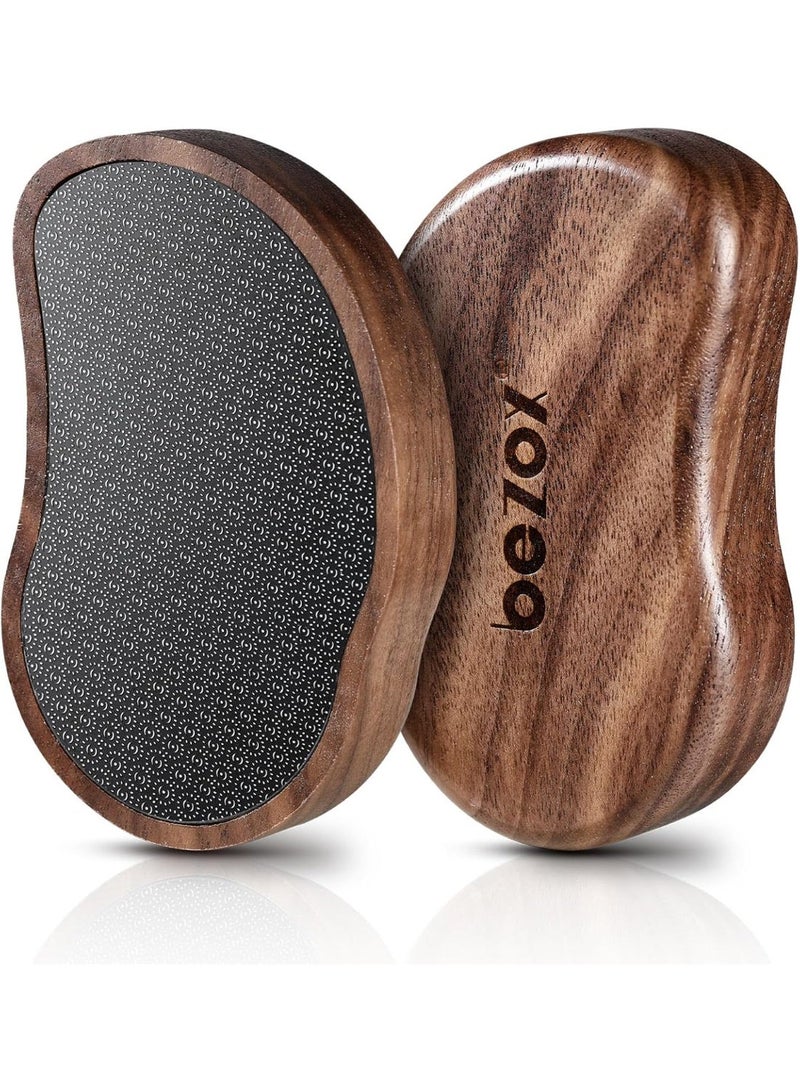 BEZOX glass Foot Scrubber(1 PCS) - Nano-Glass Pedi Egg Pumice Stone for Feet Dead Skin, Plastic-Free Pedicure Foot File Callus Remover for Silky Smooth Feet - Walnut Wood Handled - Image 1